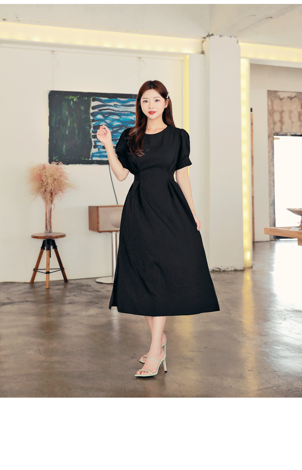 优雅中长款加肥连衣裙-非尚网-韩国服装代购,韩国女装代购,批发代购